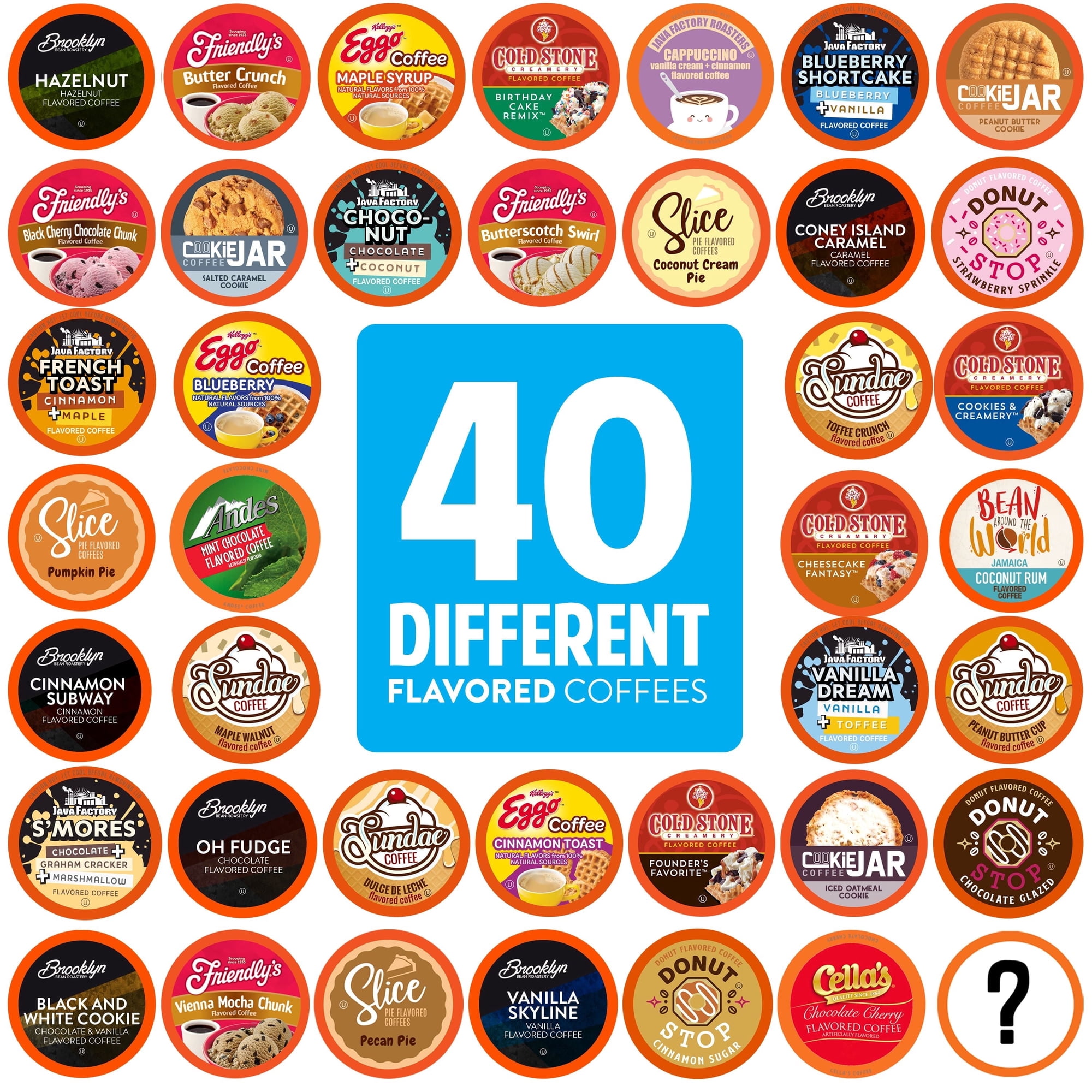 Two Rivers Coffee Flavored Coffee Pods Compatible with Keurig K Cup Brewers, Assorted Flavored Coffee, 40 Count