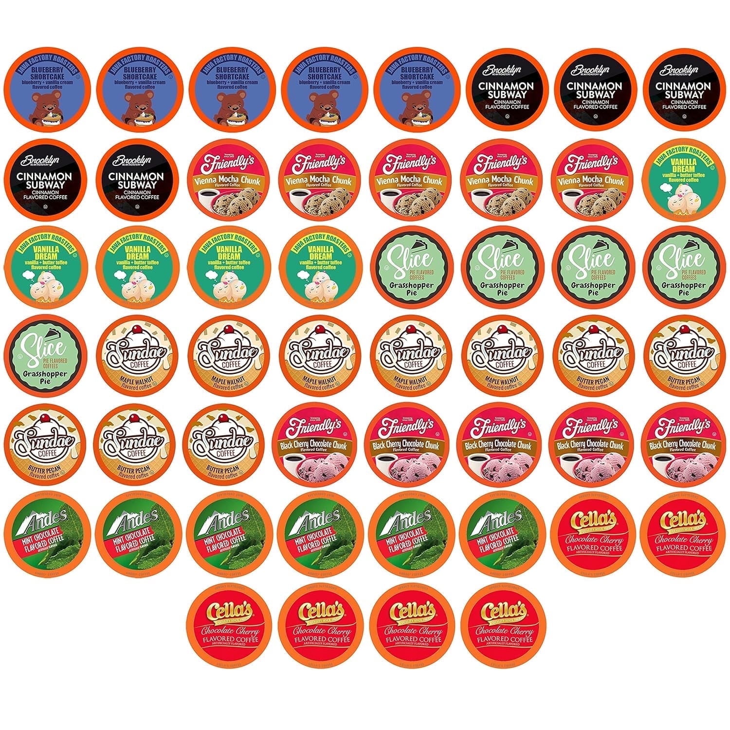 Two Rivers Coffee Flavored Coffee Pods Sampler Compatible with K Cup Brewers Including 2.0, Single Serve Variety Pack, Assorted, 52 Count