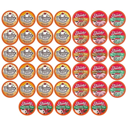 Two Rivers Coffee Ice Cream Flavored Coffee Pods, Variety Sampler Pack for Keurig 2.0 K Cup Brewers, 40 Count
