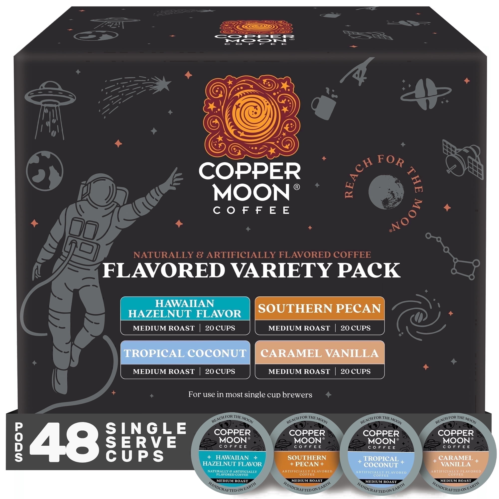 Copper Moon Coffee Pods for Keurig K-Cup Brewers, Flavor Lovers Variety Pack, 48 count