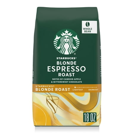 Starbucks Whole Coffee Beans, Starbucks Blonde Espresso Roast Hot or Iced Coffee, 18 oz 1.125 lb.
