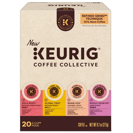 Keurig Coffee Collective Variety Pack, Bold Beats, Global Trek, Warm Hug, Whole Hearted, Single Serve Keurig K-Cup Pods, 20 Count