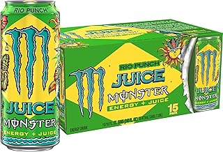 Monster Energy Juice Rio Punch, Energy Drink, 16 Ounce | Energy + Juice, Pack of 15