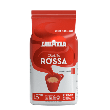 Lavazza Qualita Rossa Whole Bean Coffee, Medium Roast, Arabica and Robusta Blend, 2.2 lb Bag