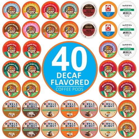 Perfect Samplers Decaf Flavored Coffee Pods Variety Pack, 40 Count Premium Decaffeinated K-Cup Pods, 100% Arabica, Compatible with Keurig Machines