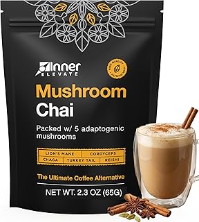 Inner Elevate Superfood Mushroom Chai - Ultimate Coffee Alternative - Adaptogenic Mushroom Tea Drink with Lion's Mane, Cordyceps, Chaga, Reishi, Turkey Tail (35 Servings)