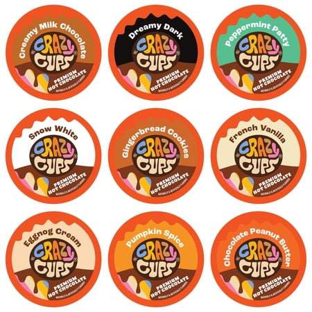 Crazy Cups Hot Chocolate Variety Pack, Single Serve pods, 30 Count for Keurig K Cup Brewers