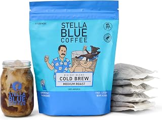 Cold Brew Coffee Bags, Big Cat Blend, Medium Roast, Arabica, Ground Coffee | Stella Blue Coffee, 6 Packets, Arabica, Rainforest Alliance Certified, Smooth Bold Finish, Ethically Sourced, Makes 24 Cups