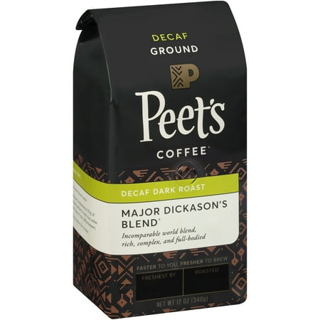 Peet's Coffee Major Dickason's Dark Roast Ground Coffee Decaf, 12 oz.