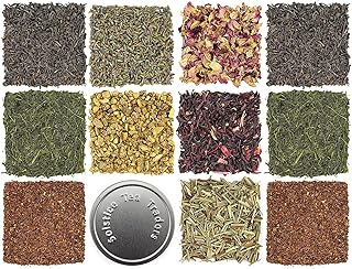 Loose Leaf Tea Sampler Create Your Own Tea Blend Starter Kit w/Sencha, Rooibos, China Black, & Ginger, Lavender, Rose, Lemongrass, Hibiscus Spices