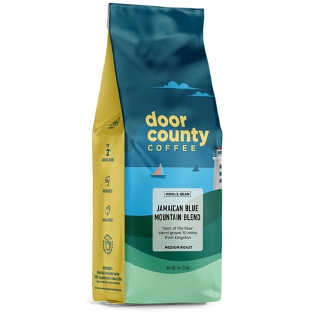 Door County Coffee Jamaican Blue Mountain Blend, Specialty Grade 1 Arabica, Whole Bean, 10 oz