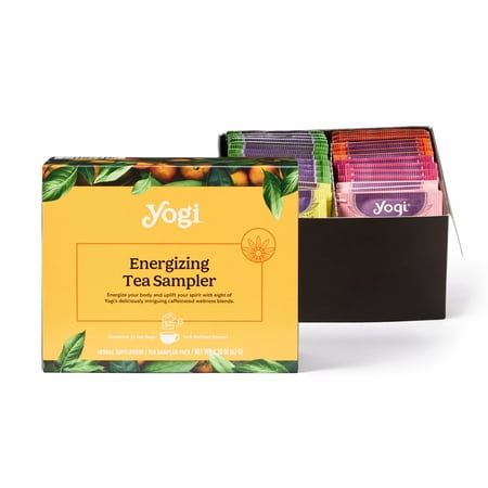 Yogi Organic Tea Energy Sampler Box (32 Tea Bags) - 8 Energizing Black & Green Teas - Contains Caffeine - Gift Set & Variety Pack