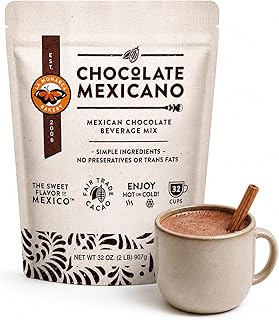 La Monarca Bakery Mexican Hot Chocolate Mix, Cacao, 32 oz (2lb) Bag | Resealable 2 Lb Bag 32 Servings, Organic Cacao Beans Fair Trade, & Real Cinnamon, Dissolves Smoothly, Authentic Flavor