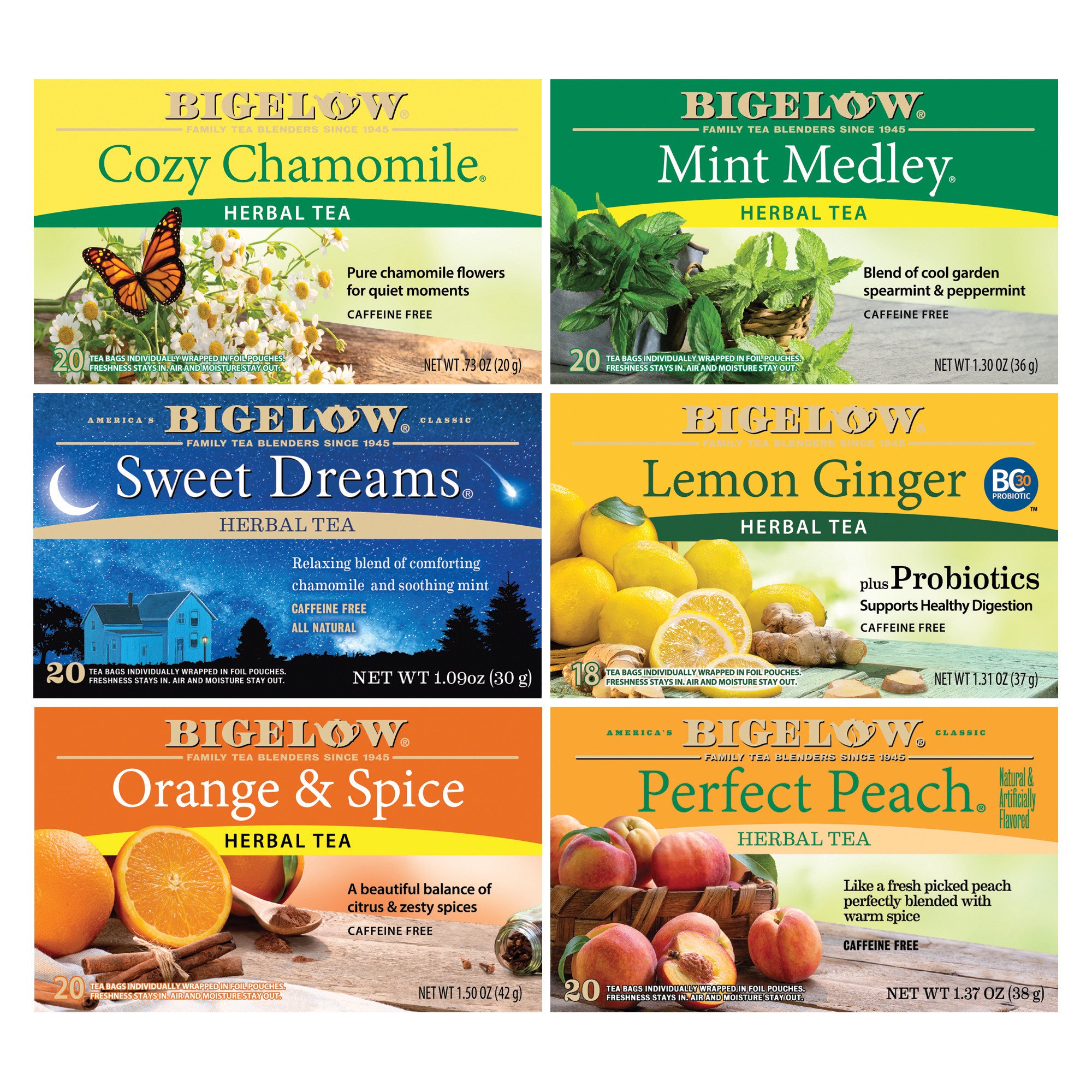 Bigelow Herbal Tea Variety Pack, Caffeine Free, Tea Bags, 118 Count