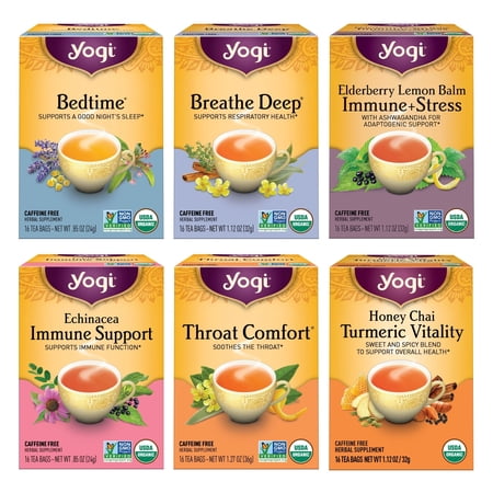 Yogi Tea Feel Better Variety Pack, Caffeine-Free, Herbal Tea Bags, 6 Boxes of 16