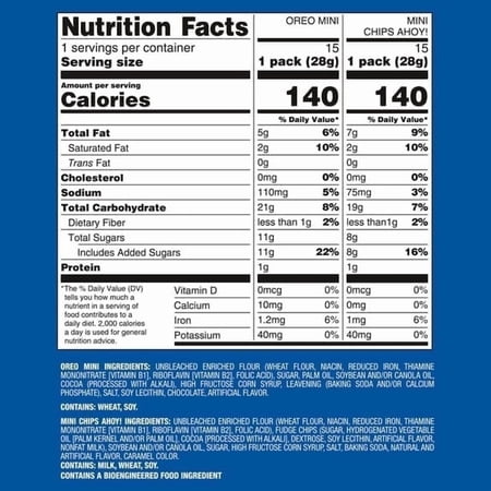 Nabisco Crowd Favorites Cookies Variety Pack, OREO Minis & CHIPS AHOY! Minis, 30 Snack Packs (2pack)