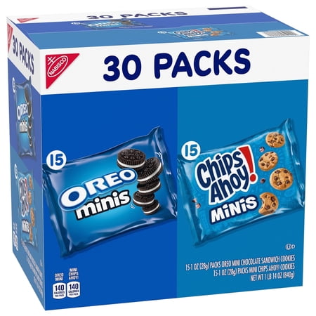 2 pack-Nabisco Crowd Favorites Cookies Variety Pack, OREO Minis & CHIPS AHOY! Minis, 30 Snack Packs
