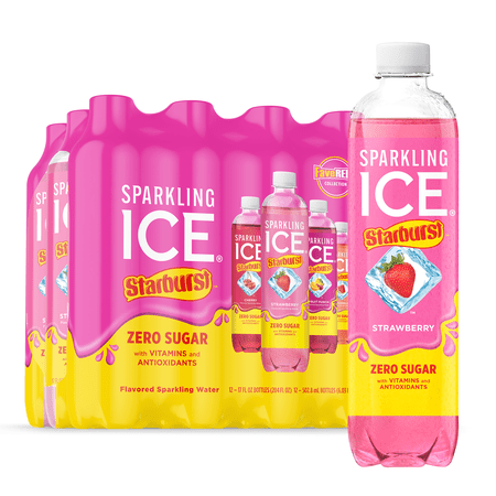 Sparkling Ice Starburst FaveReds Variety 12pk: Strawberry(3), Cherry(3), Fruit Punch(3), Watermelon(3), 17oz bottles