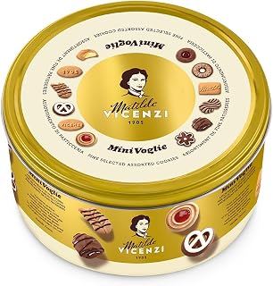Matilde Vicenzi Minivoglie Butter Cookies Tin - Italian Pastry Assortment, Traditional Holiday Cookie Gift for Hosts, Birthdays - 500 g