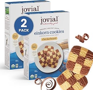 Jovial Organic Einkorn Checkerboard Cookies - Organic Cookies, High Protein, Fair Trade Certified, All Natural Ingredients, Low Carb, Low Sugar, Palm Done Right - 8.8 Oz (Pack of 2)