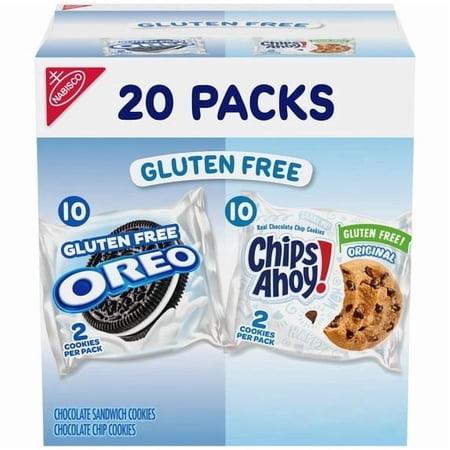 2 Pack OREO Sandwich Cookies & CHIPS AHOY! Chocolate Chip Cookies Gluten Free Cookies Variety Pack, 20 Snack Packs