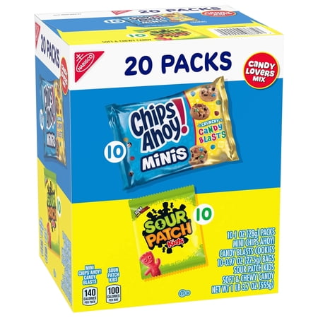 CHIPS AHOY! Minis Candy Blasts Cookies and SOUR PATCH KIDS Candy Variety Pack, 20 ct