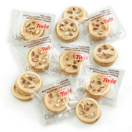 Cheryl's Cookies Caramel Buttercream-Frosted Shortbread Cookies with TWIX Cookie Bar Pieces, Kosher, Signature Gift Box, Individually Wrapped, Gourmet, Handmade, Any Occasion, Family, Friends,