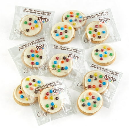 Cheryl's Cookies Chocolate Chip Cookies with M&M'S Minis Milk Chocolate Candies, Buttercream-Frosted, Kosher, Signature Gift Box, Individually Wrapped, Gourmet, Handmade, Any Occasion, Family,