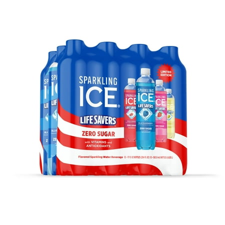 Sparkling Ice Life Savers Limited Edition Variety 12pk: White Grape(3), Blue Raspberry(3), Cherry(3), Strawberry (3), 17oz bottles