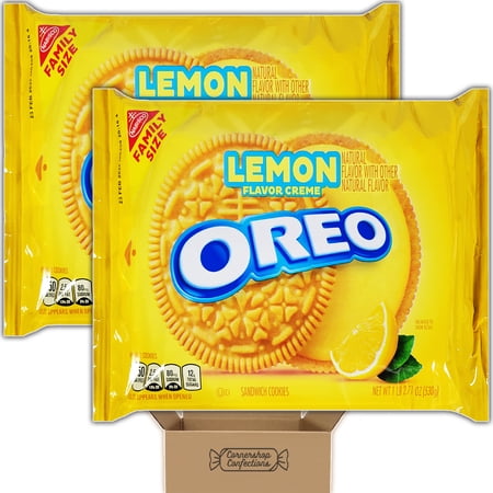 Family Size Golden Lemon Oreo Bundle - 2 Individually Sealed 18.71 Ounce Trays - On The Go Snacks, Lunches, Movies and More in Cornershop Confections Pack