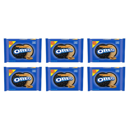 OREO Peanut Butter Creme Chocolate Sandwich Cookies, Family Size, 17 oz (Pack of 6)