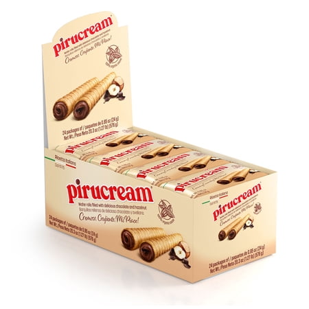 Pirucream Chocolate 24g 24-Pack - Creamy Wafer Rolls