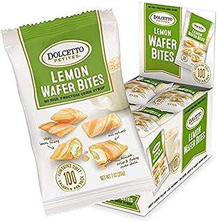 Dolcetto Petites Wafer Bites, Lemon Flavor, 0.7 Oz Snack Bags (Pack of 24), Cream Filled Bite Sized Crispy Rolled Wafer Cookies, Halal