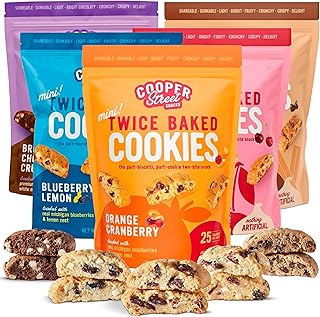 Cooper Street Mini Biscotti Cookies, Variety Pack, 5 oz, 5ct | Twice Baked Italian Style Biscotti Cookies, Peanut, Soy & Dairy Free, Low Sodium Snacks, Kosher, Perfect With Coffee Or Tea