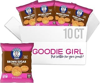 Goodie Girl Mini Brown Sugar Cookies, Gluten Free Cookies for Kids, 100 Calorie Snack Packs - Peanut Free, Individually Wrapped - Bite Size Lunchbox Snacks (10 Count)
