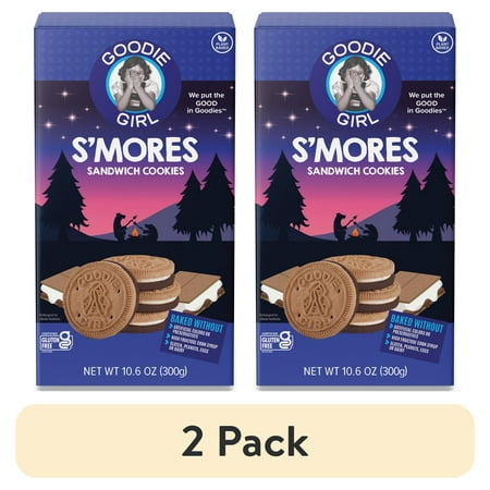 (2 pack) Goodie Girl S'Mores Sandwich Cookies, Shelf Stable, 10.6 oz, 24 Cookies Per Pack, Great for Snacking