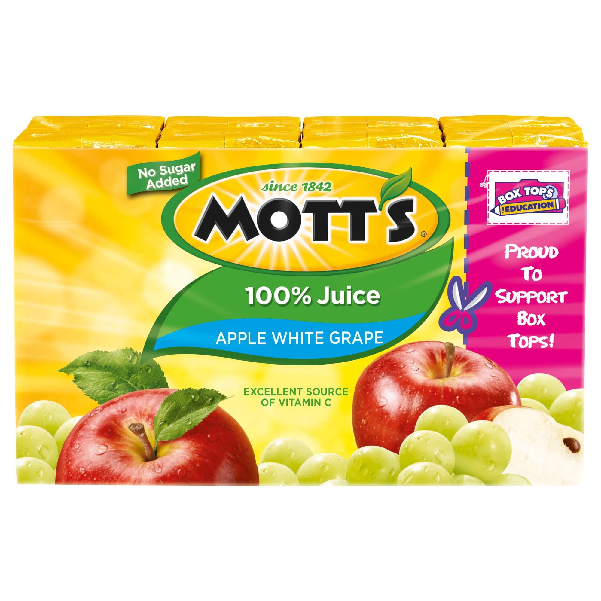 Mott's 100% Juice Apple White Grape Juice, 6.75 fl oz, 8 Count Boxes
