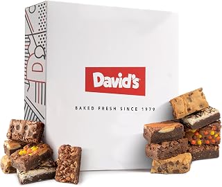 David's Cookies Assorted Brownies - 12 Pcs (2 oz Each) Freshly Baked Gourmet Brownie Snacks in Carton Gift Box - Great for Sharing, Parties & Dessert Gifting
