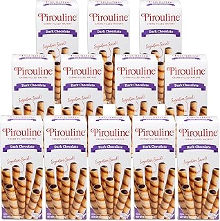 Pirouline Rolled Wafers - Dark Chocolate - Rolled Wafer Sticks, Creme Filled Wafers, Rolled Cookies for Coffee, Tea, Ice Cream, Snacks, Parties, Gifts, Birthdays - 3.25oz Carton 12 Pack