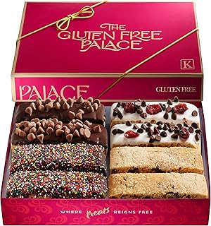 Gluten Free Palace Biscotti Chocolate Cookie Gift Box, 4 Flavors (8 Count) | Gluten free chocolate biscotti cookies in 4 assorted flavors. Gourmet kosher gift basket for Mom, family, friends & clients.