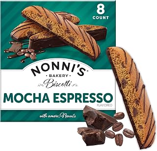 Nonni's Mocha Espresso Biscotti, Gourmet Cookies Individually Wrapped, 8ct