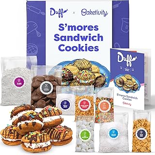 Baketivity x Duff Goldman S'mores Sandwich Cookies Baking Kit for Kids | Baking Set with Pre-Measured Ingredients, Decorating Supplies, and STEM Activities for Girls and Boys Ages 6-12