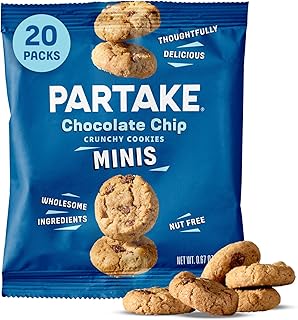 Gluten Free Partake Crunchy Chocolate Chip Cookies - Vegan - Free From the Top 9 Allergens Including Dairy, Wheat, Soy, Eggs, & Peanuts - Safe School & Office Snack (20 Packs, 0.67 oz)