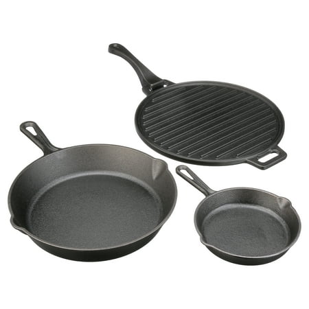 Ozark Trail 4-Piece Pre-Seasoned Cast Iron Skillet and Griddle Set