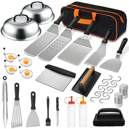 Mibote Stainless Steel Griddle Accessories Kit with Spatula, Scraper, Basting Cover & Grill Tools