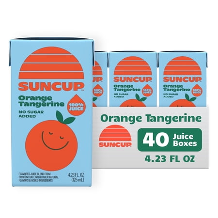 SunCup Juice - Orange Tangerine (40 Pack) 4.23 oz Juice Box with Straw | Organic Orange Blend for Kids, Bulk Pack for Lunch, Snacks, and On-the-Go Kids Drinks