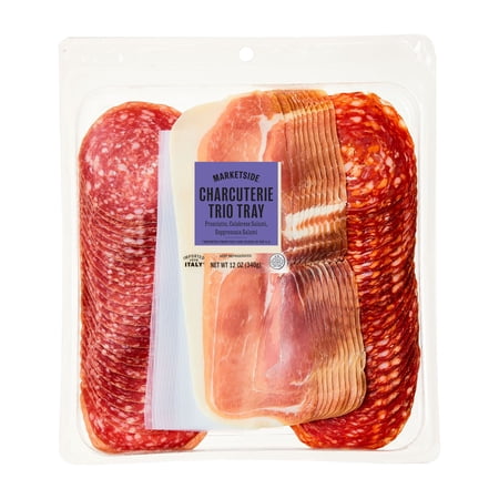 Marketside Italian Charcuterie Trio Tray, Featuring Sliced Prosciutto, Calabrese Salami, & Soppressata Salami, 12 oz, Ready to Eat Tray
