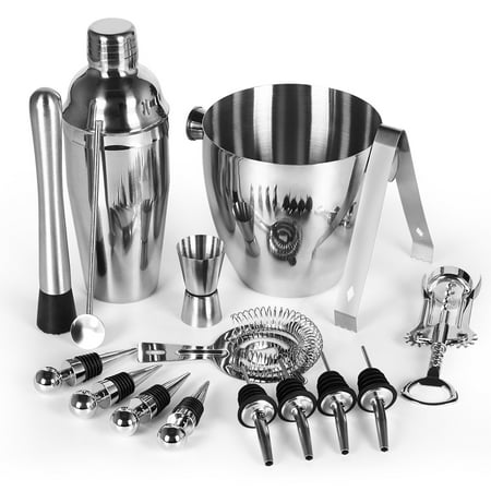 16pcs Stainless Steel Bar Set Cocktail Bartender Shaker Drink Mixing Bar Tools