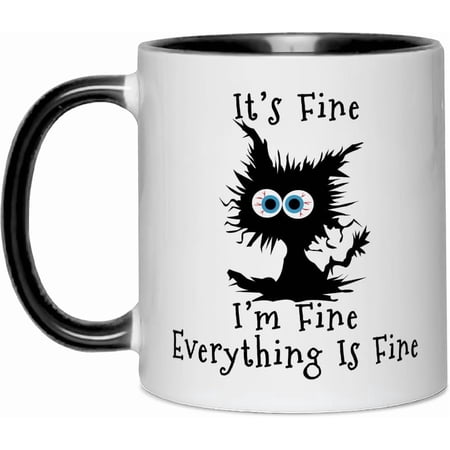 Fatbaby Funny Coffee Mug For Women Men, Humorous Gifts For Coworker Office, It's Fine Tea Cup 11 OZ