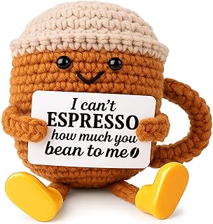 Birthday Gift for Her Him Women Men Girlfriend Boyfriend, Positive Crochet Espresso Cup, Cute Small Coffee Lover Gift for Best Friend Couple Wife Husband Mom